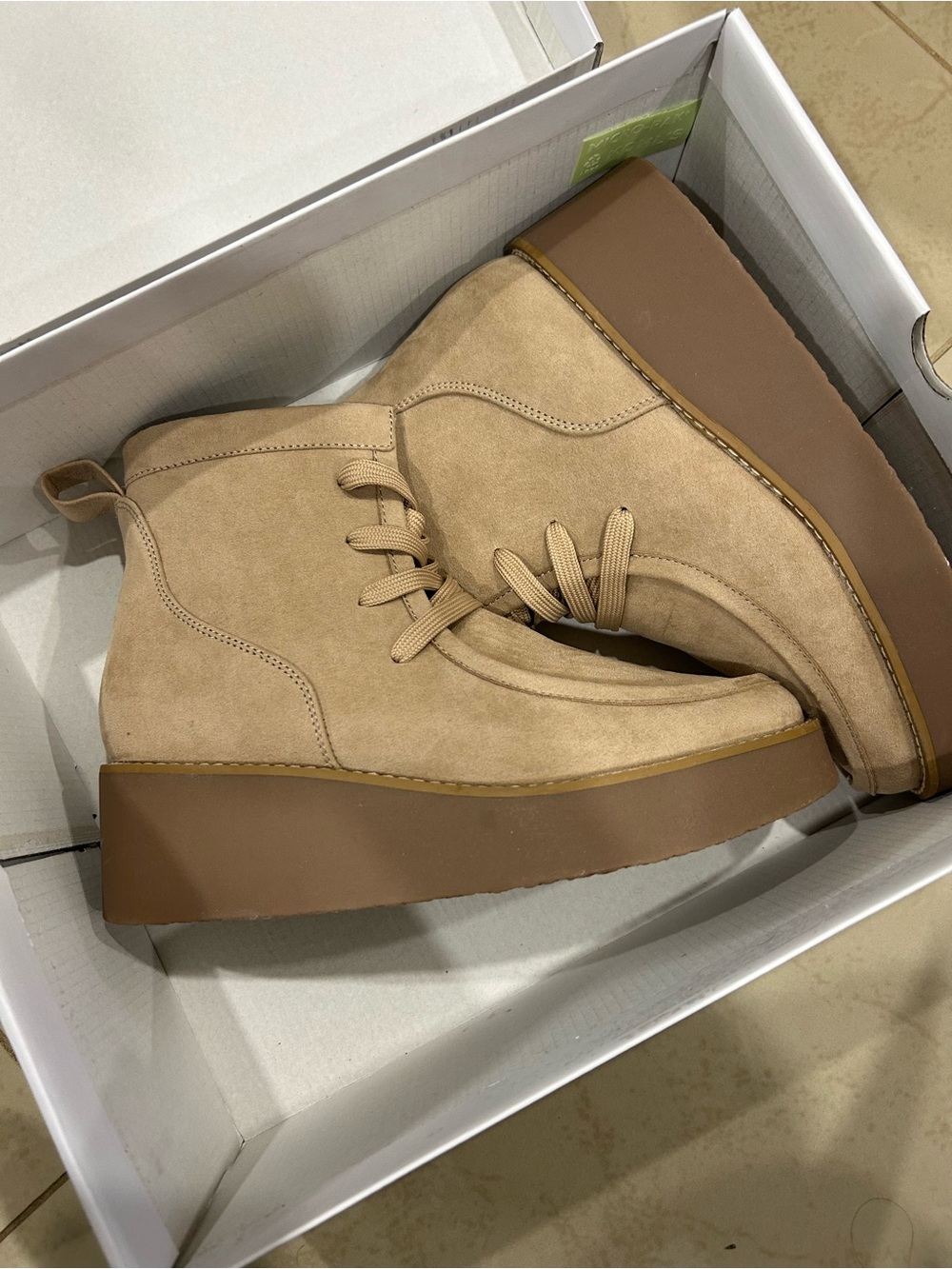 Women’s Tan Suede Platform Ankle Boots